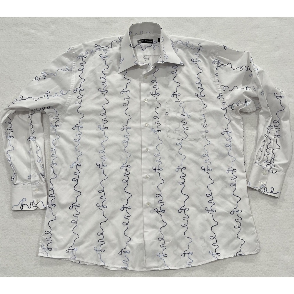 Bachrach Embroidered Men's Dress Shirt Casual Weekend Collar Button Up